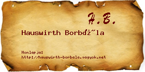 Hauswirth Borbála névjegykártya